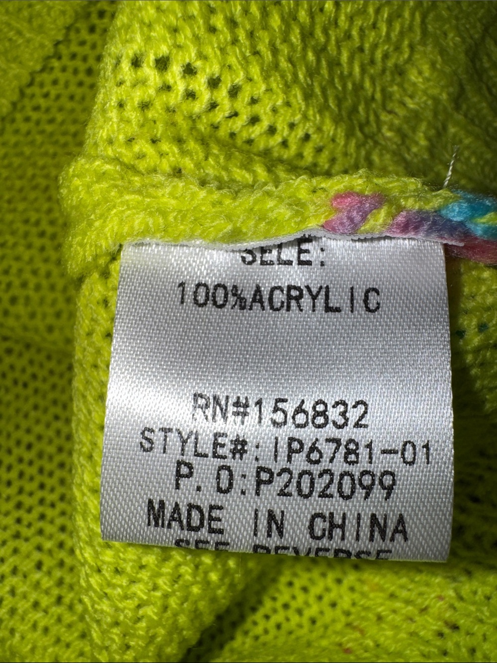 BIBI Neon Lime Short Sleeve Knit Sweater - Women's Size Large - Picture 4 of 6